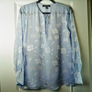 Ellen Tracy Blue Embellished Open Sleeve LS Tunic